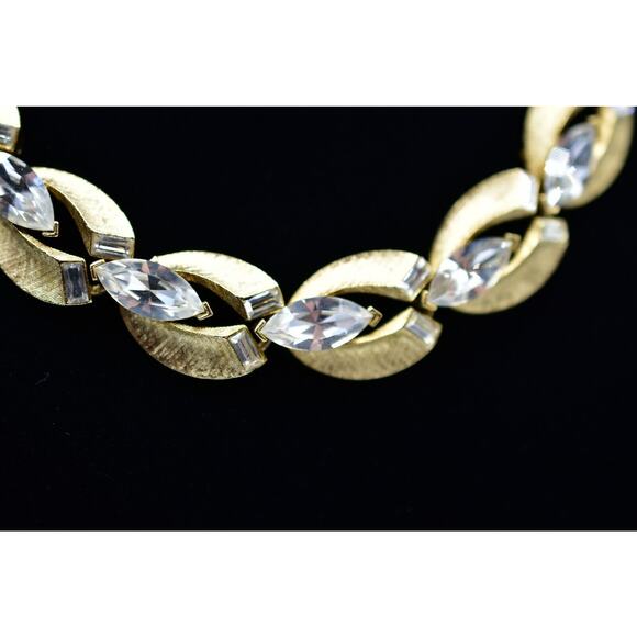 Lisner Vintage Marquise Crystal Collar Necklace Gold Rare Signed 1950s Bin1 - Picture 1 of 12